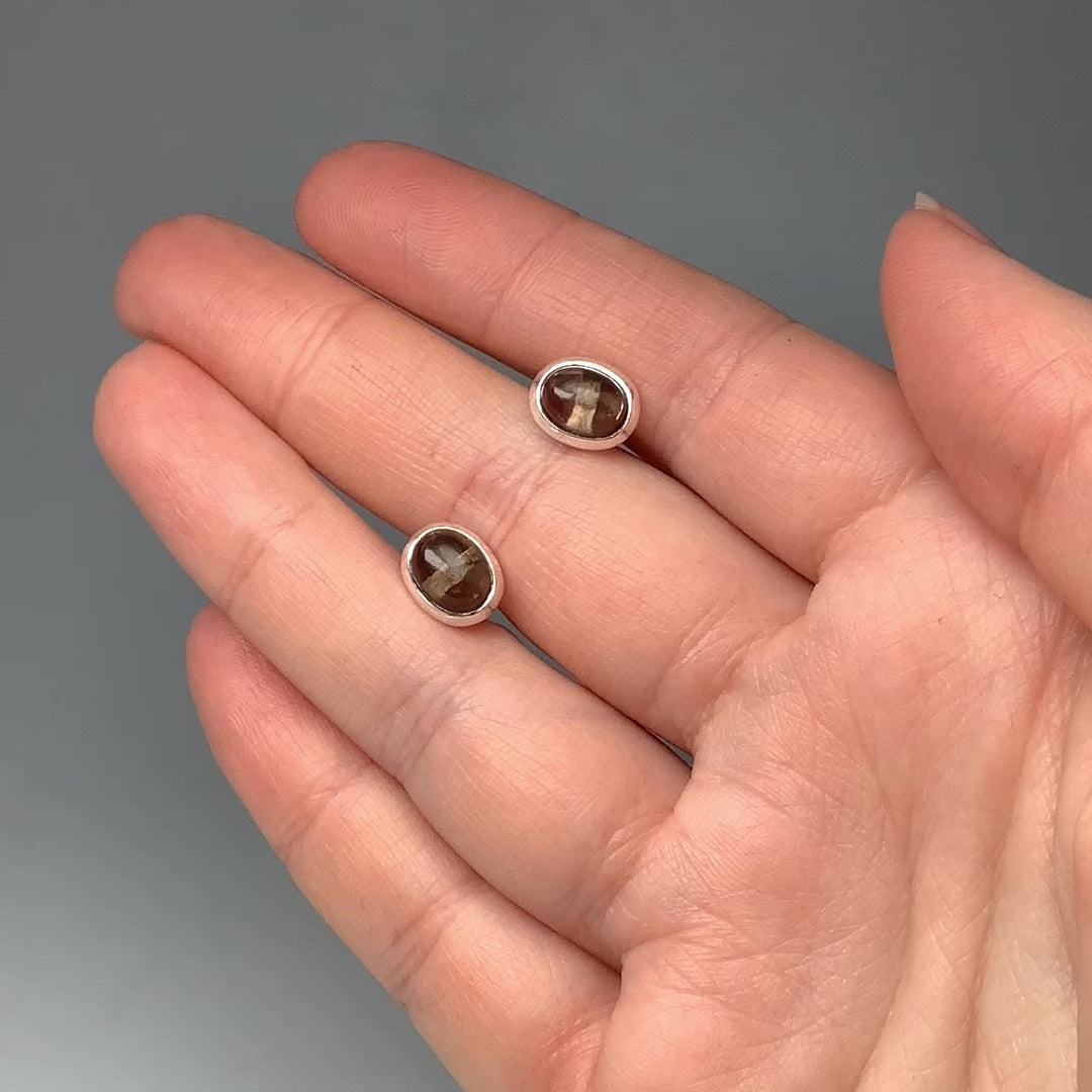 Smoky Quartz Stud Earrings