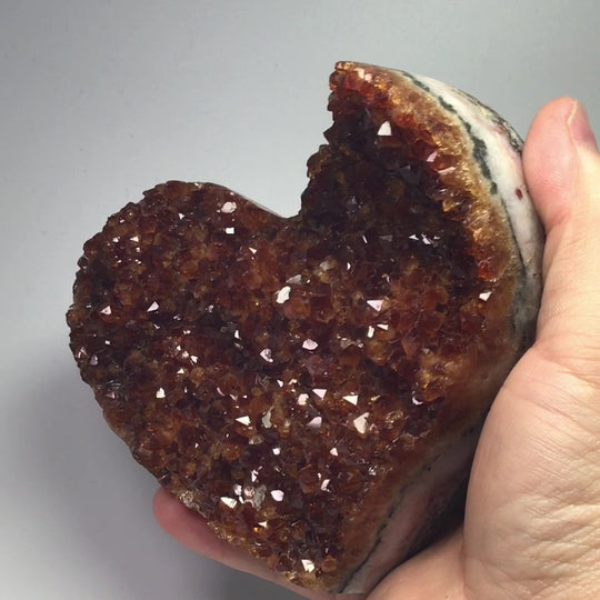 Citrine Druze Cluster Heart On Stand