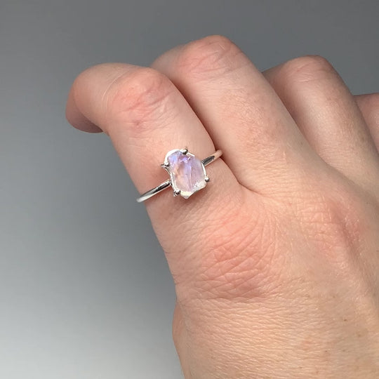 Raw Rainbow Moonstone Ring