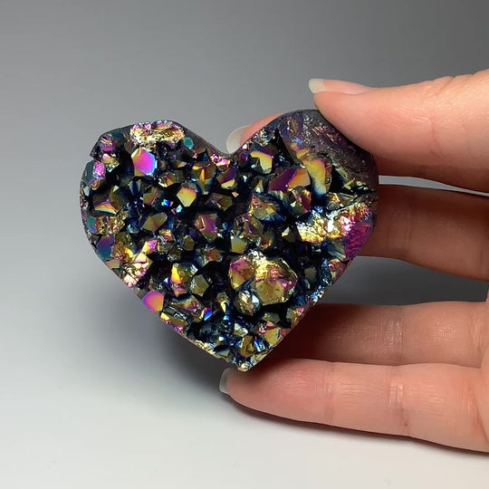 Rainbow Amethyst Druze Cluster Heart