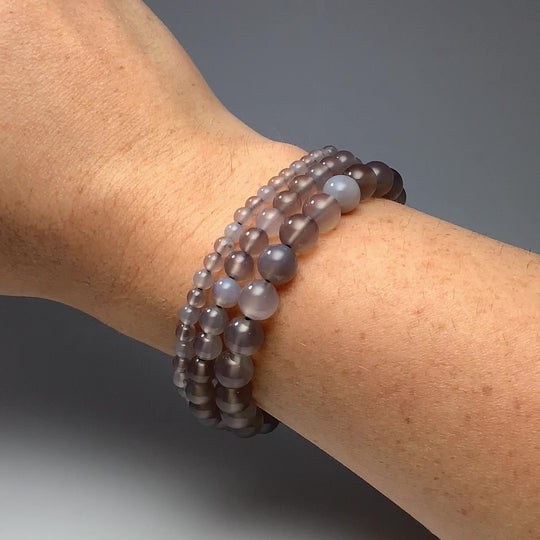 Grey Agate Beaded Bracelet