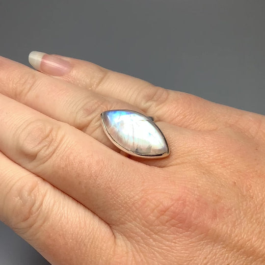 Rainbow Moonstone Ring - Size 8