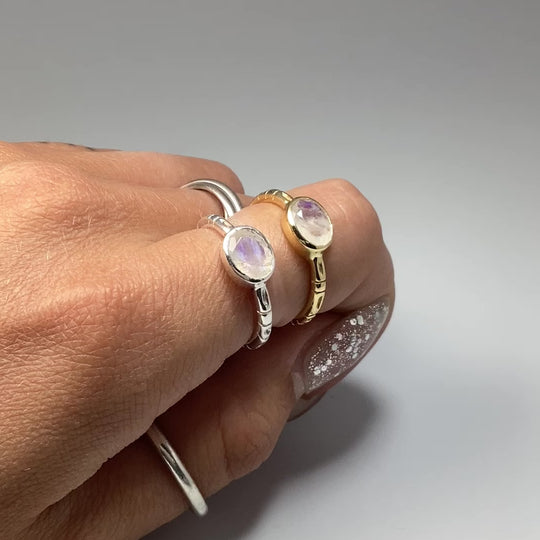 Rainbow Moonstone Ring