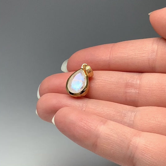 Rainbow Moonstone Gold Finish Pendant