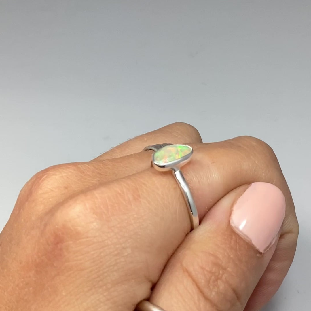 Faceted Ethiopian Fire Opal Ring