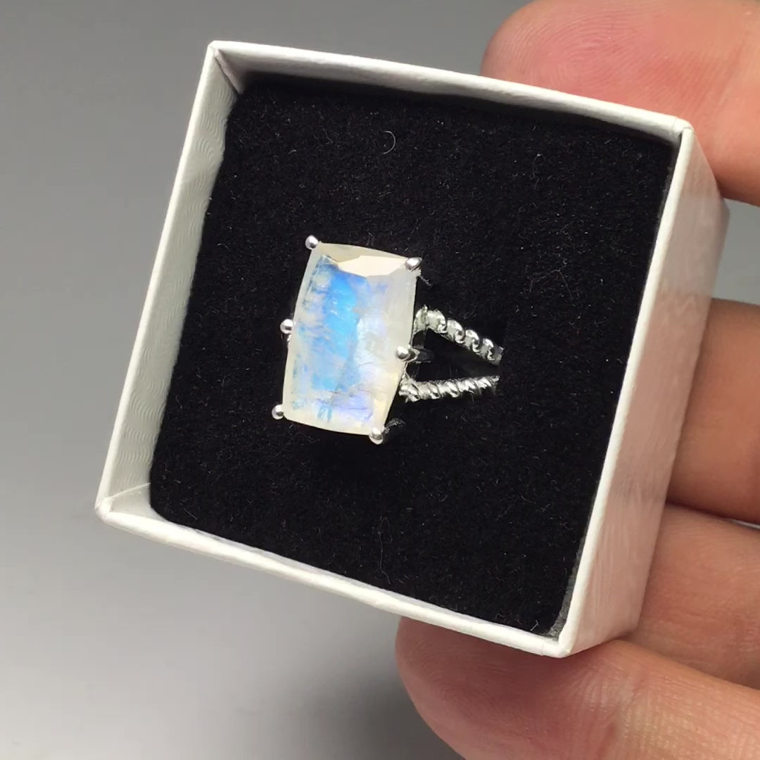 Rainbow Moonstone Ring