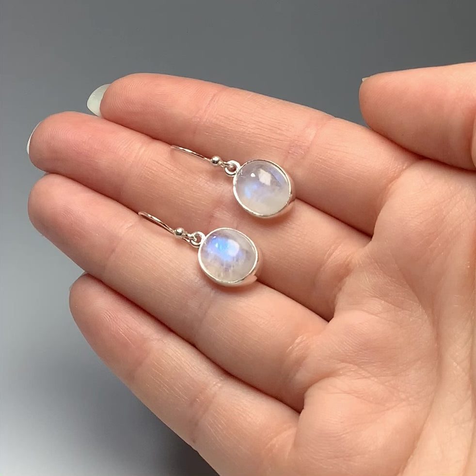 Rainbow Moonstone Dangle Earrings