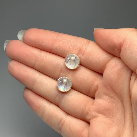 Rainbow Moonstone Stud Earrings