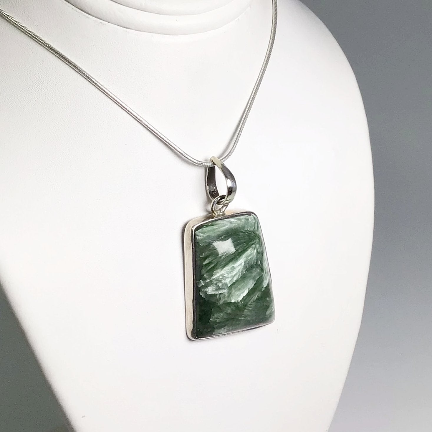 Large Freeform Seraphinite offers Pendant Necklace & Chain - Sterling Silver