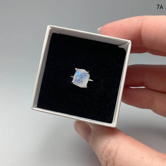 Raw Rainbow Moonstone Ring