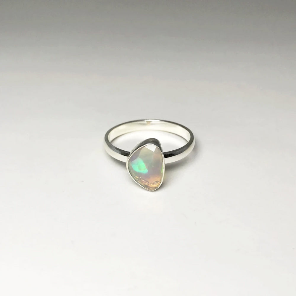 Faceted Ethiopian Fire Opal Ring