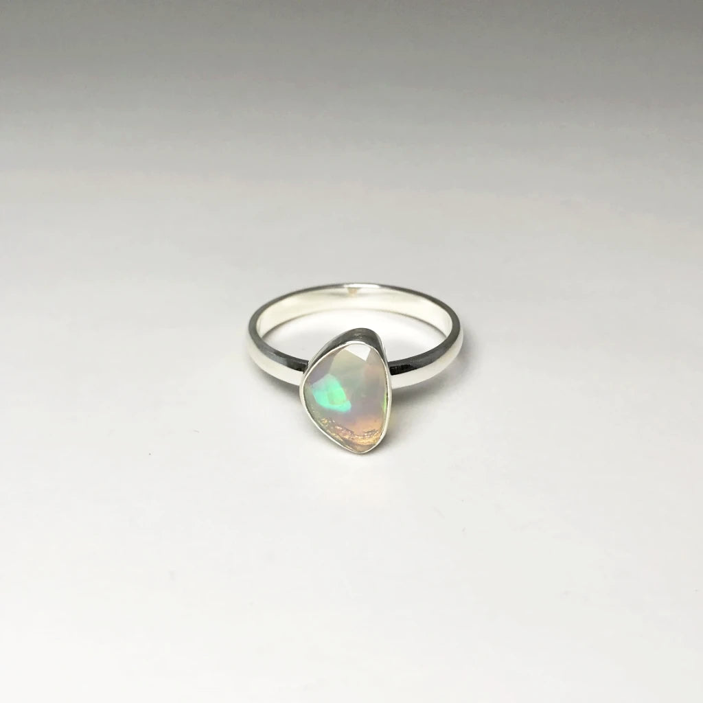 Faceted Ethiopian Fire Opal Ring