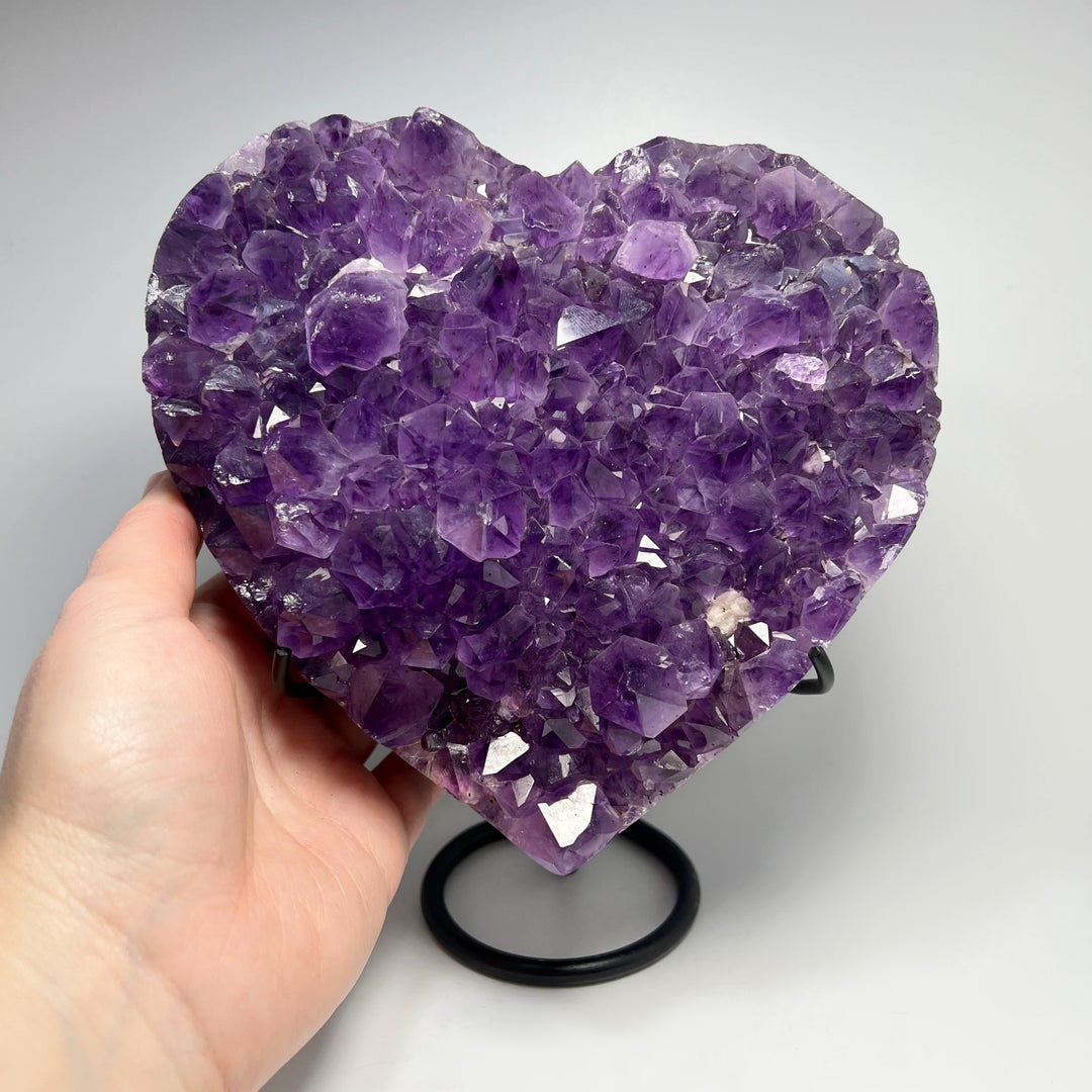 Large Amethyst Druze Cluster Heart On Stand