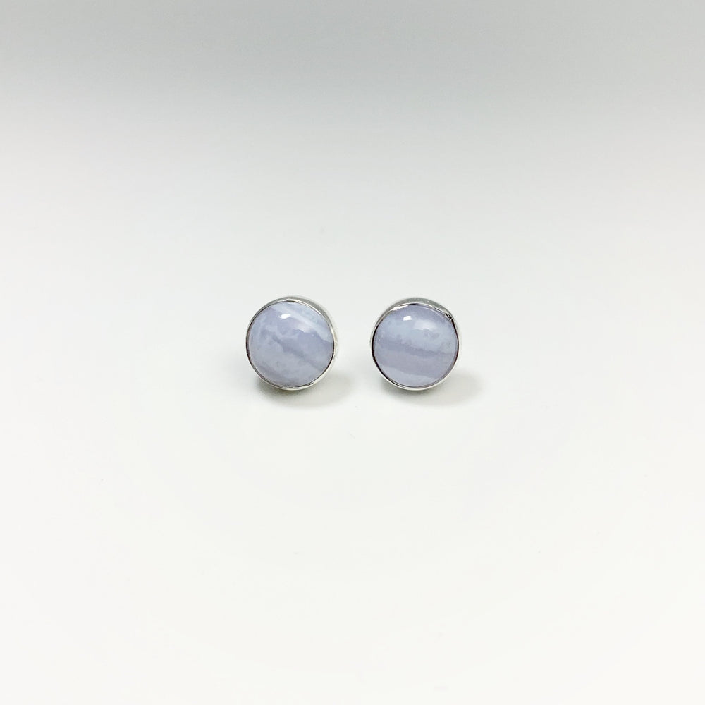 Blue Lace Agate Stud Earrings