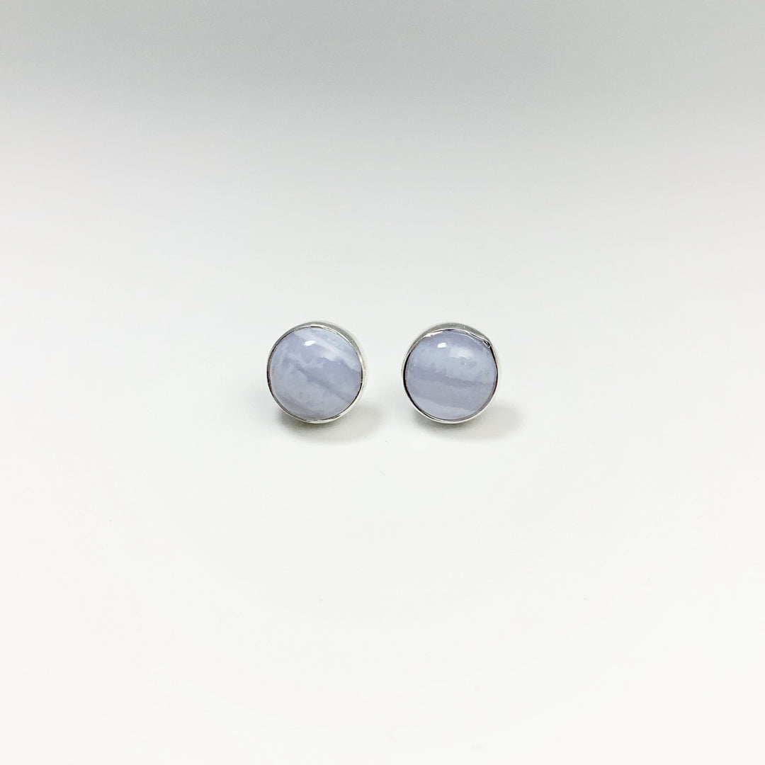 Blue Lace Agate Stud Earrings