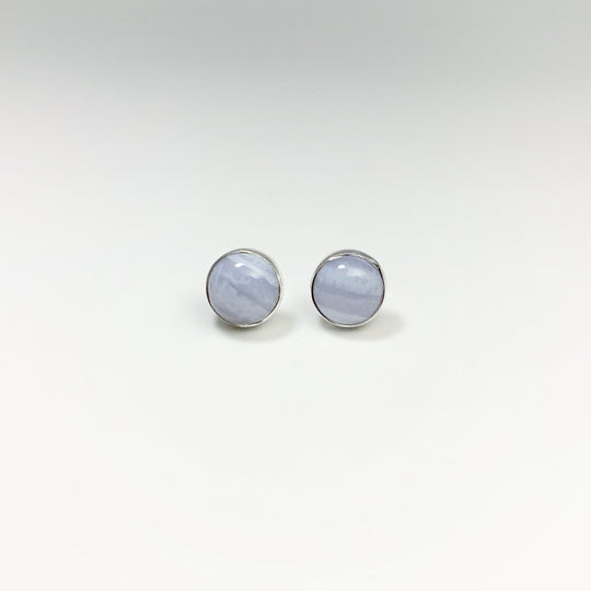 Blue Lace Agate Stud Earrings