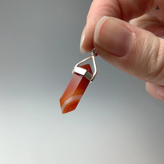 Banded Carnelian Agate Double Terminated Point Pendant