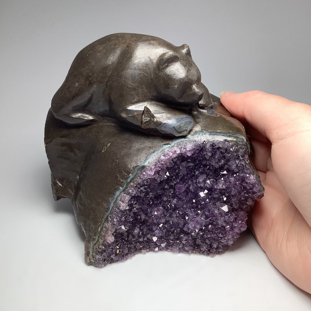 Amethyst Bear Carving