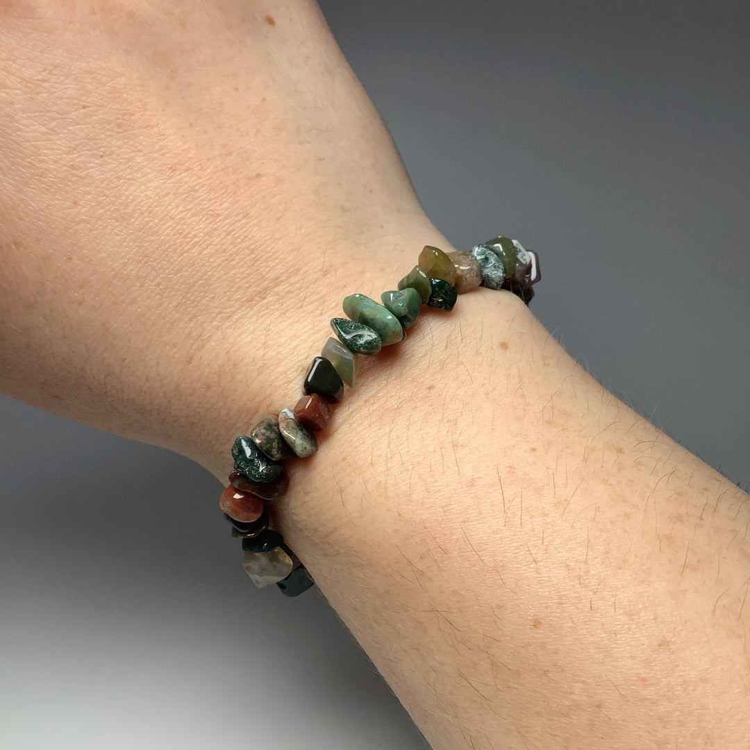 Indian Agate Chip Beaded Bracelet