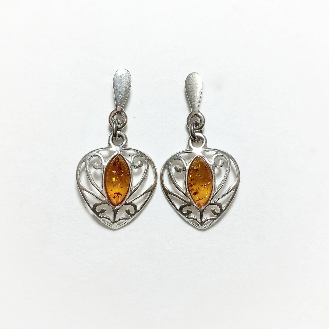 Cognac Amber Stud Earrings