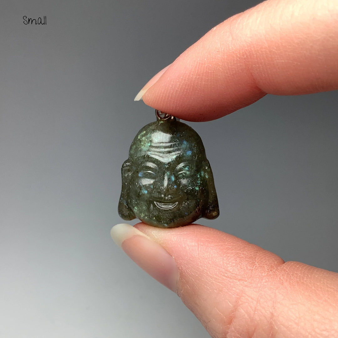 Labradorite Happy Buddha Head Pendant