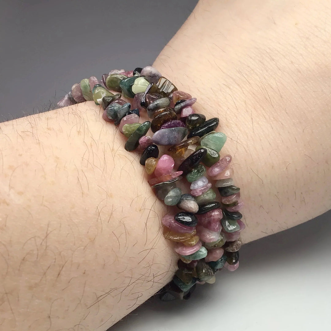 Mixed Tourmaline Chip Beaded Bracelet