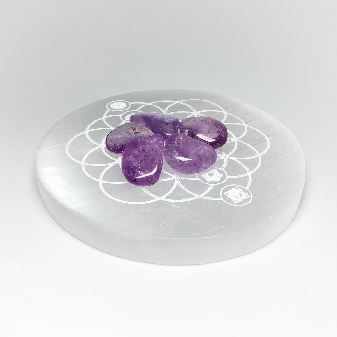 Selenite Round Chakra Charging Plate