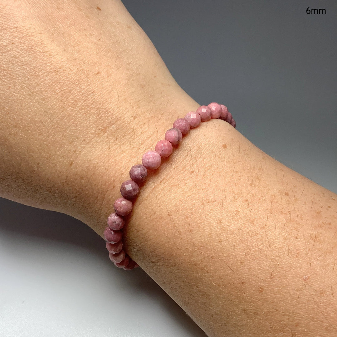 Pink Rhodonite Faceted Beaded Bracelet