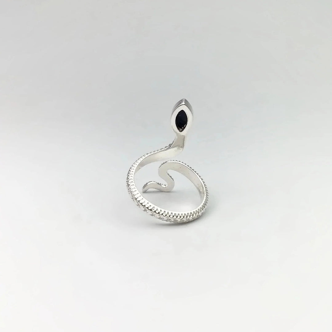 Black Onyx Snake Ring