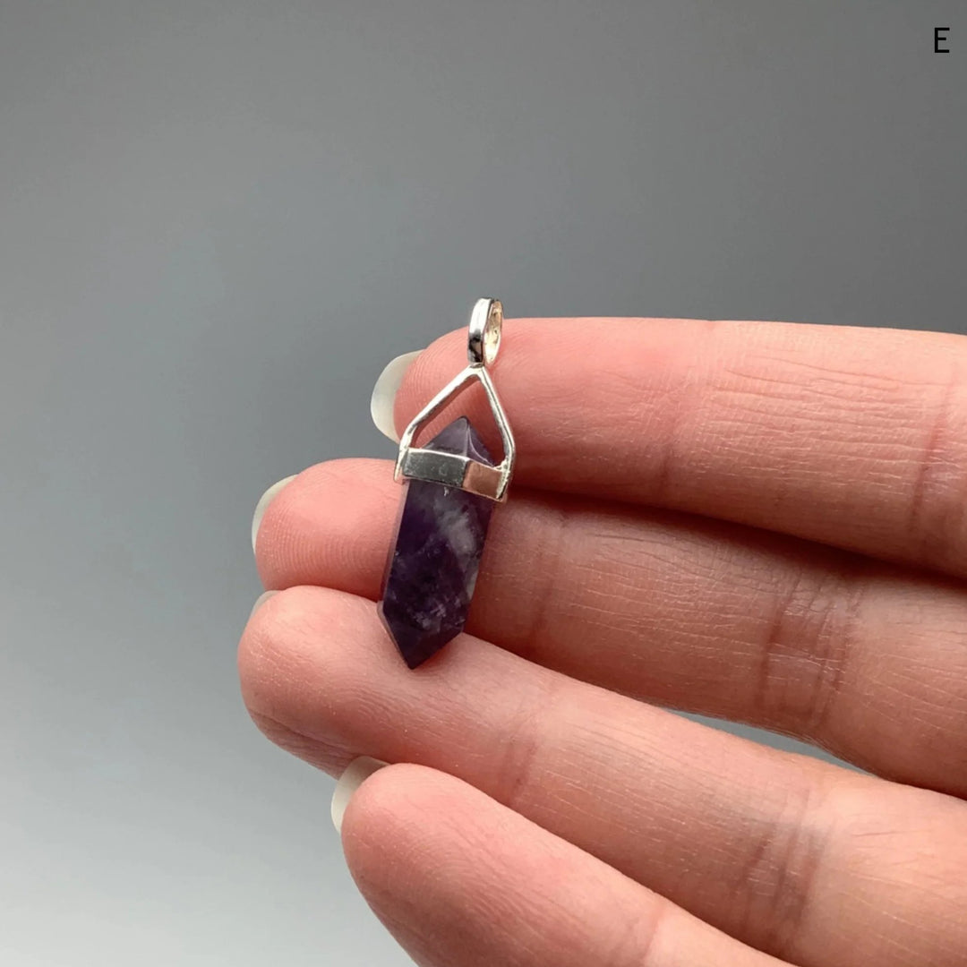 Chevron Amethyst Double Terminated Point Pendant