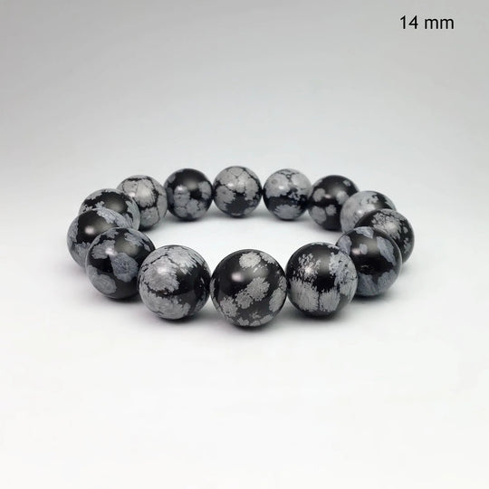 Snowflake Obsidian Beaded Bracelet