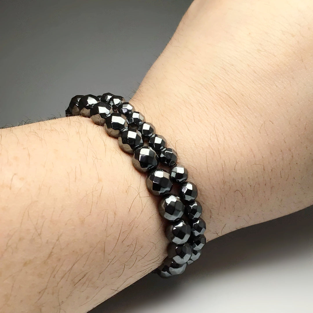 Hematite Faceted Beaded Bracelet