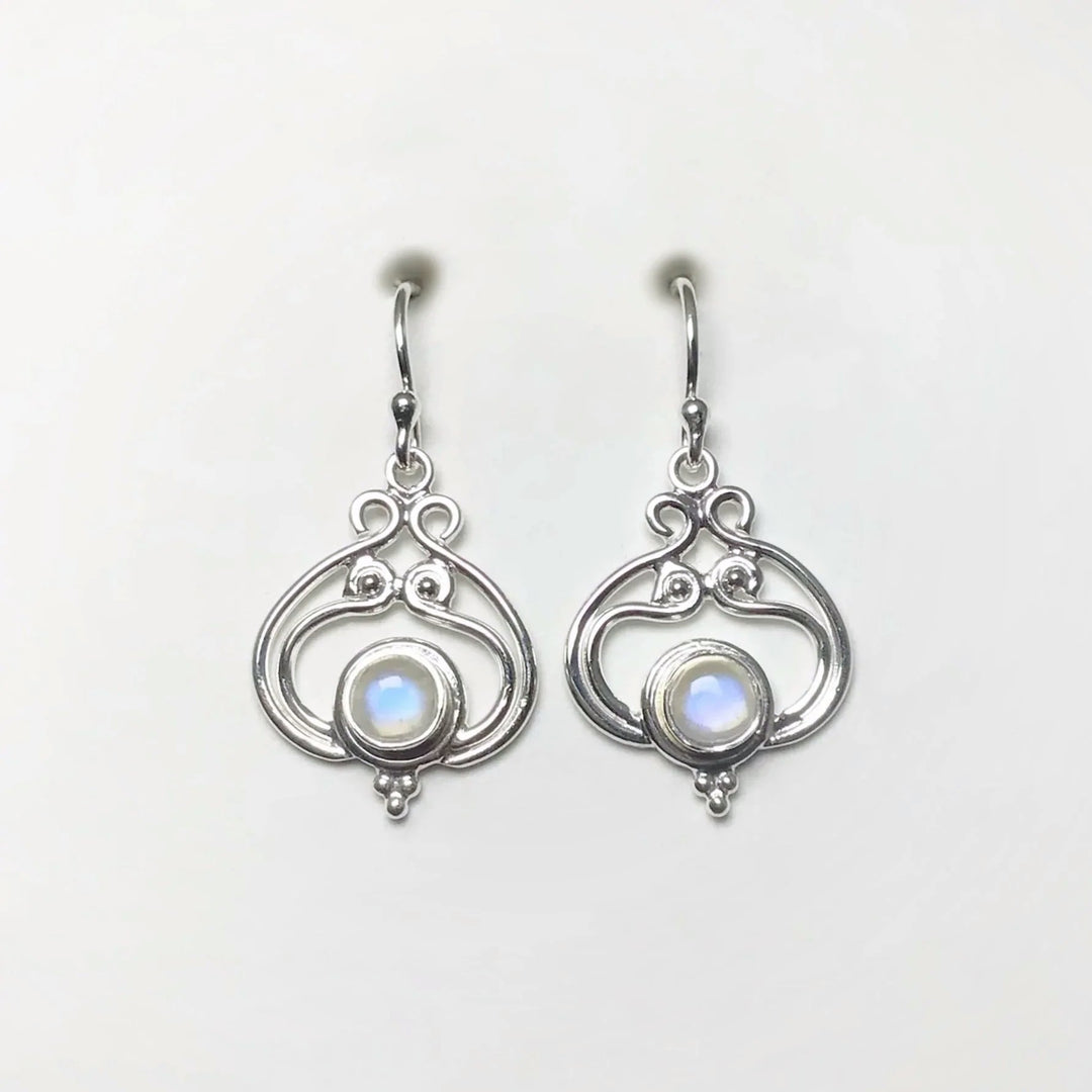 Rainbow Moonstone Dangle Earrings