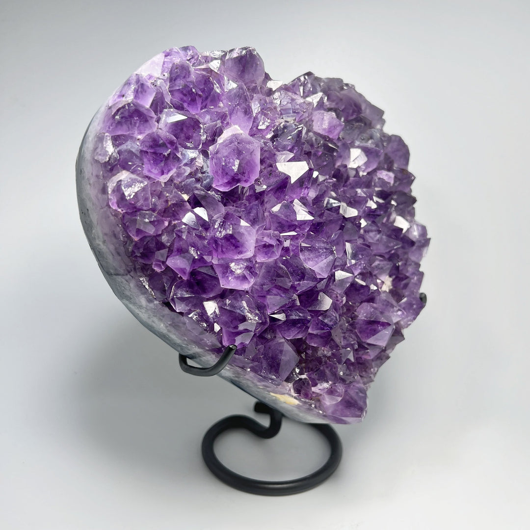 Large Amethyst Druze Cluster Heart On Stand