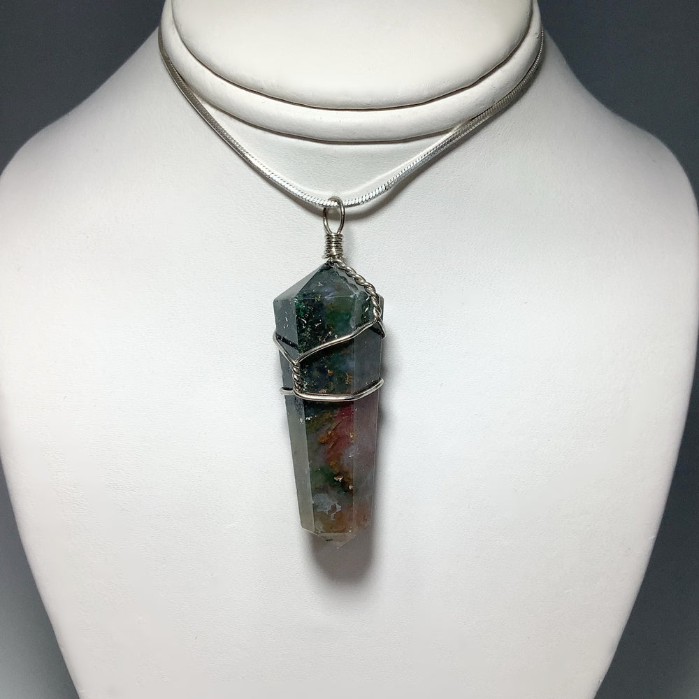 Wire Wrapped Indian Agate Pendant