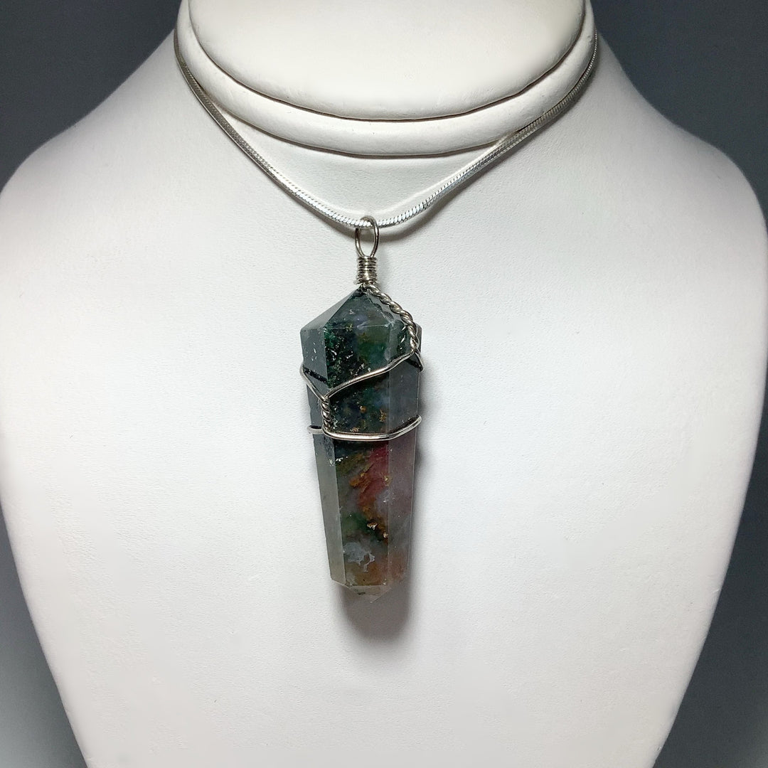 Wire Wrapped Indian Agate Pendant