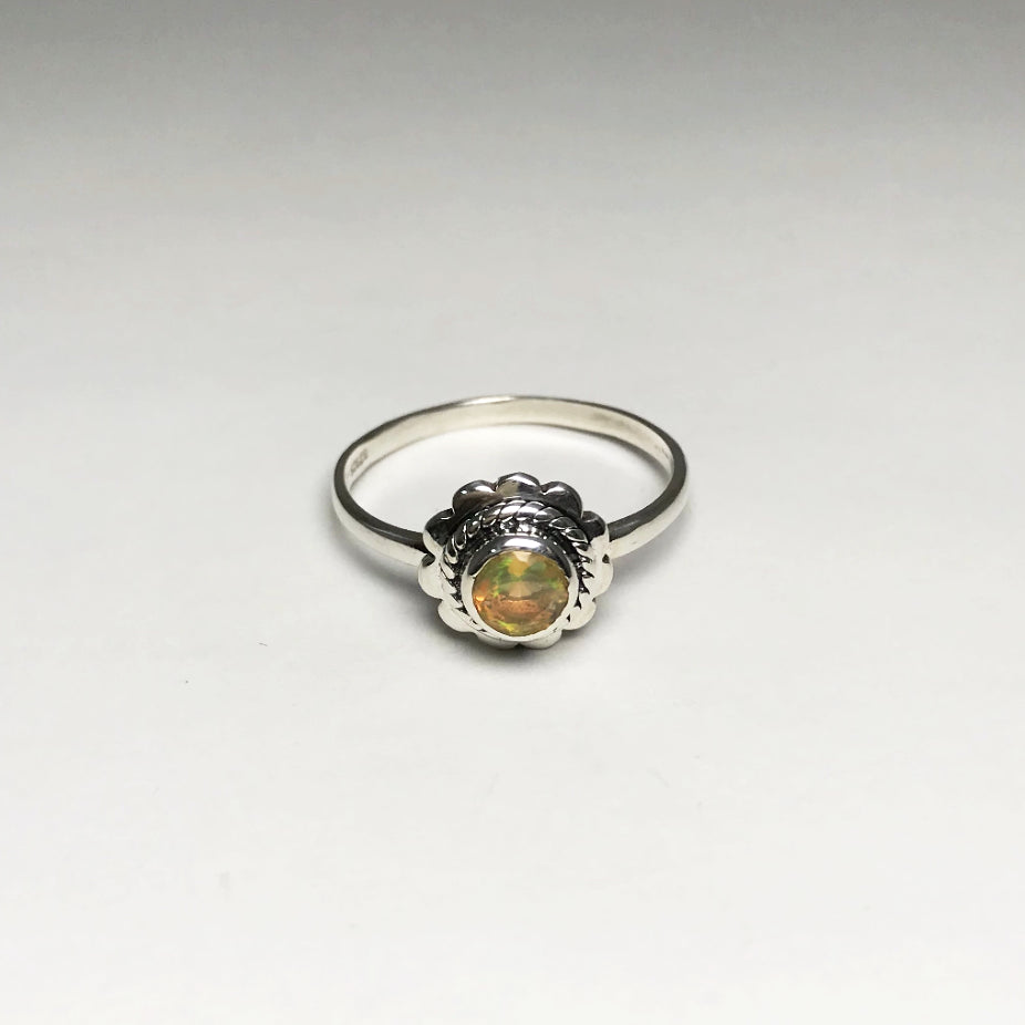 Faceted Ethiopian Fire Opal Ring