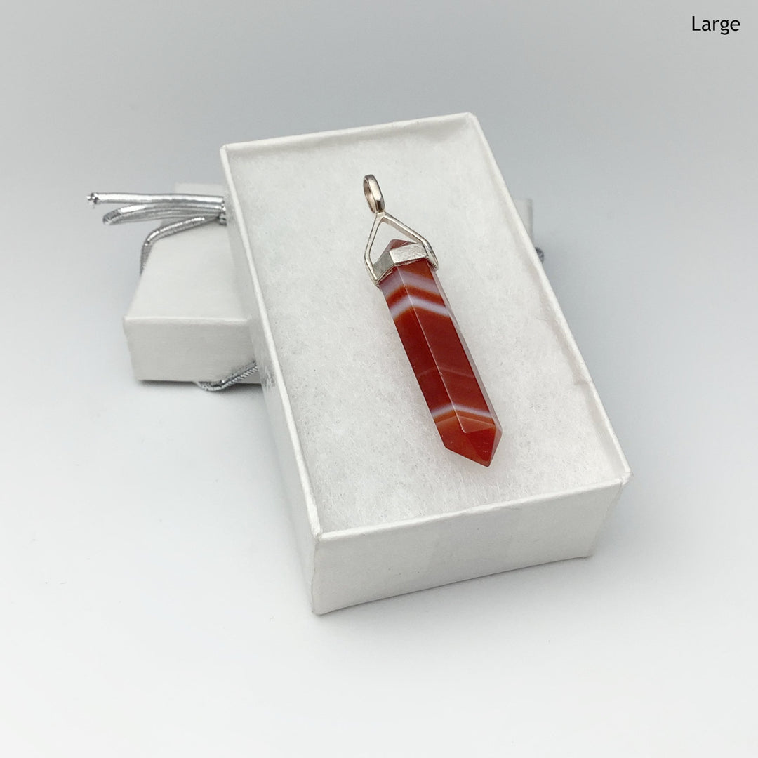 Banded Carnelian Agate Double Terminated Point Pendant