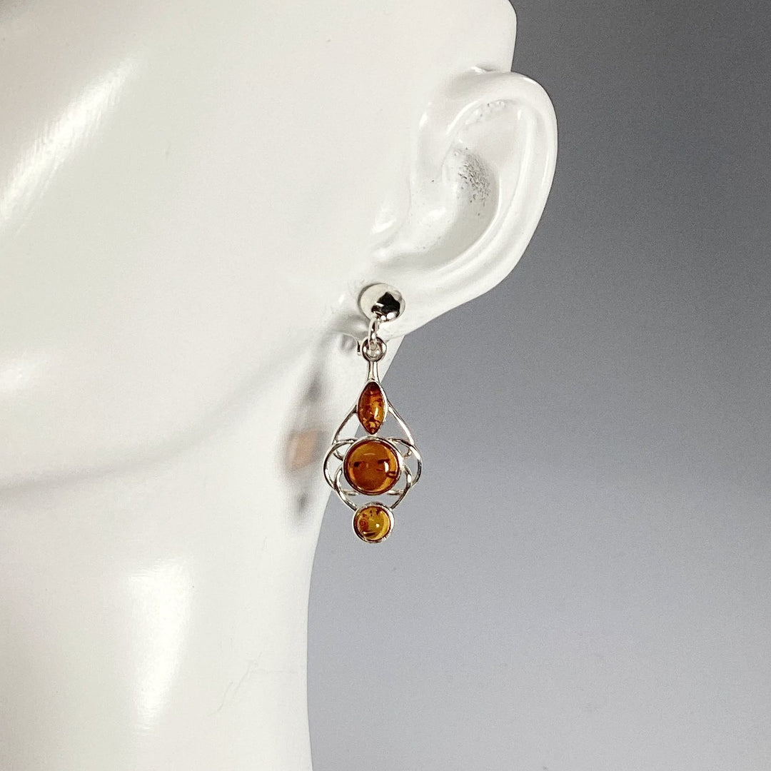 Cognac Amber Stud Earrings