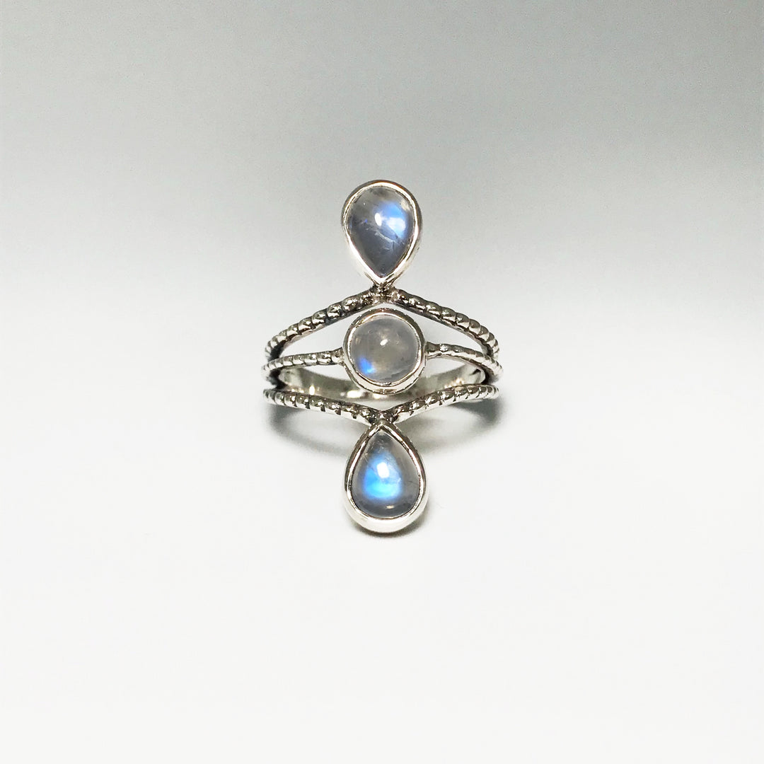 Rainbow Moonstone Ring - Size 9