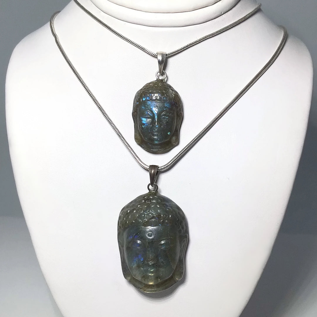 Labradorite Buddha Head Pendant