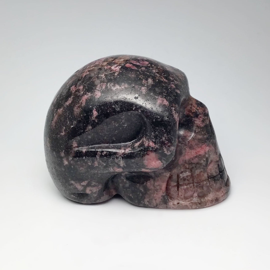 Carved Rhodonite Skull