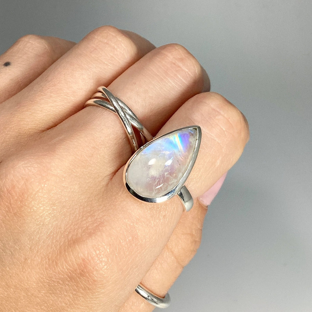 Rainbow Moonstone Ring