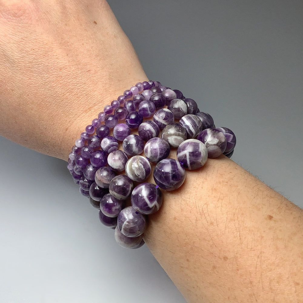 Chevron Amethyst Beaded Bracelet