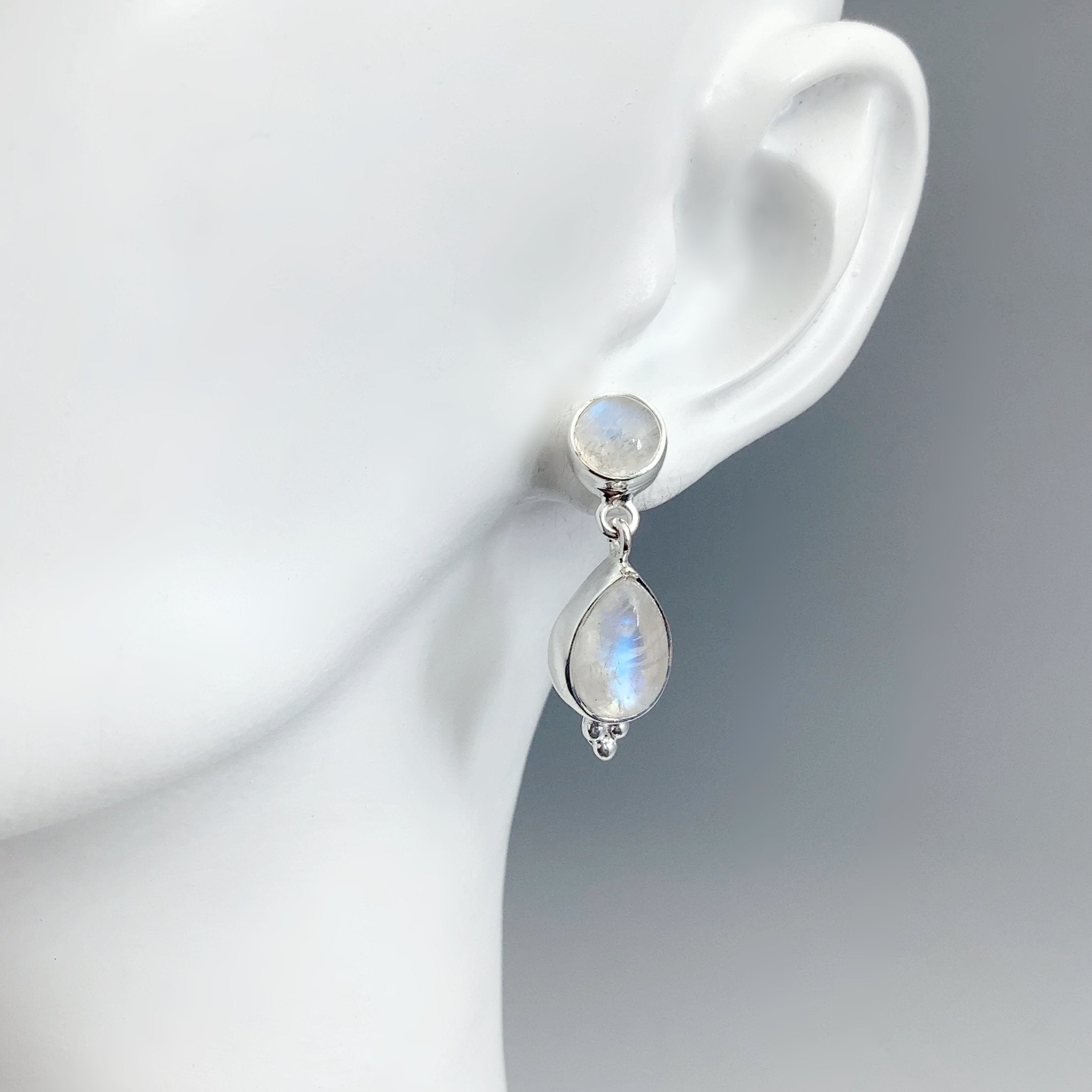 Rainbow Moonstone Stud Earrings