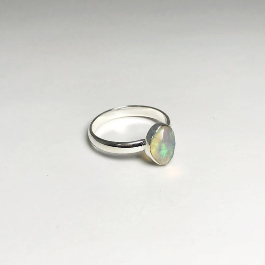 Faceted Ethiopian Fire Opal Ring