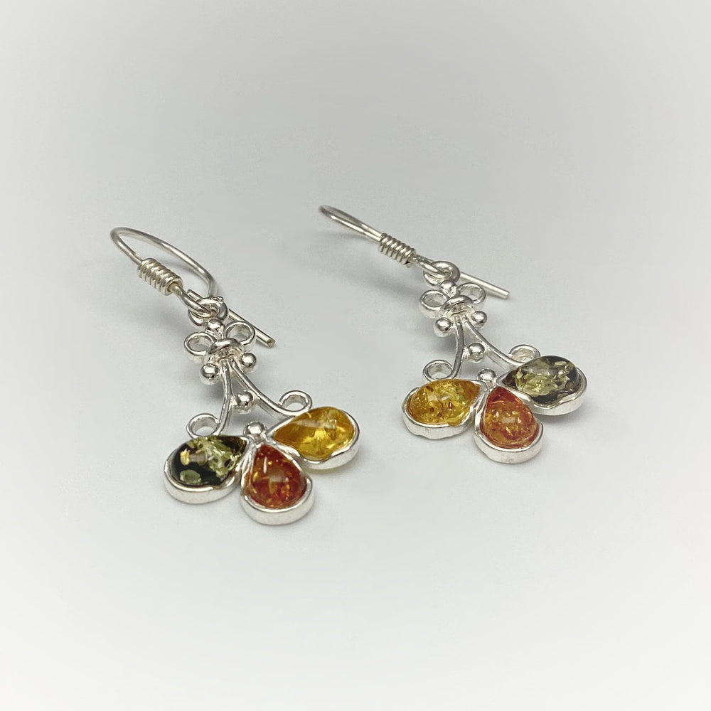 Mixed Amber Dangle Earrings