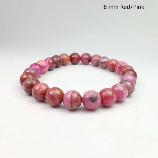 Pink Crazy Lace Agate Beaded Bracelet