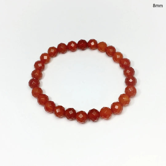 Carnelian Agate Faceted Beaded Bracelet - High Quality