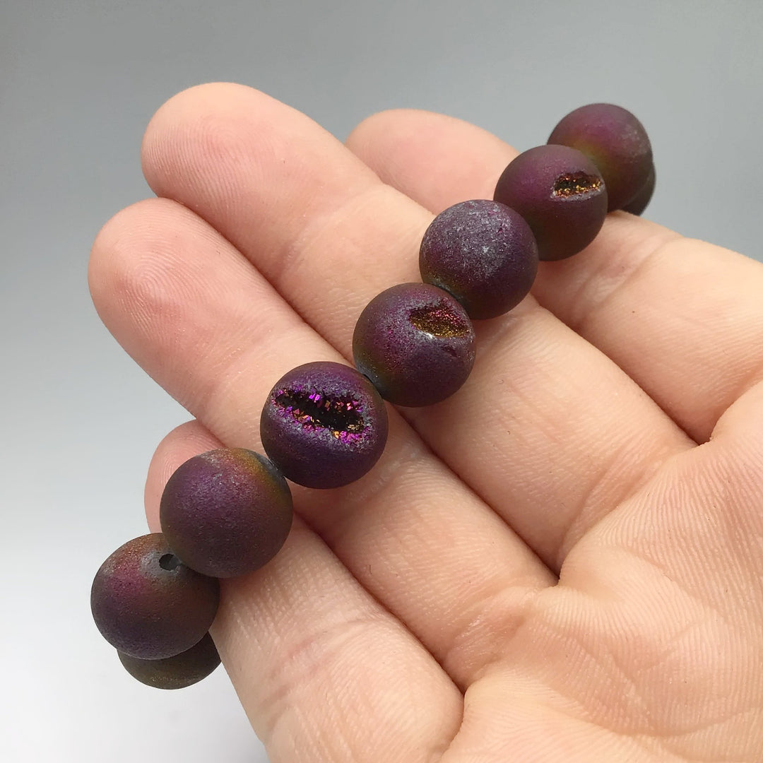 Druzy Matte Purple Beaded Bracelet